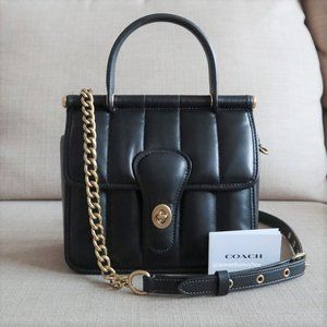 *NEW* COACH WILLIS 18 QUILTED LAMBSKIN - BLACK